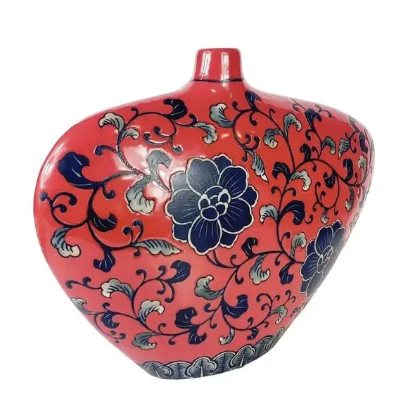 VTG Persian Style Asymmetrical Lotus Flower Porcelain Vase Floral Abstract #50 - Picture 5 of 7